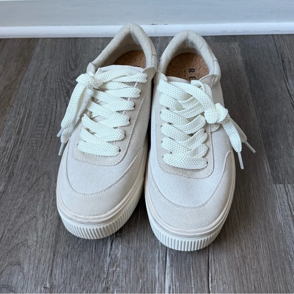 Reef Lay Day Lift Leather Boho Platform Casual Sneakers Beige Cream New Size 8.5 - Picture 2 of 16